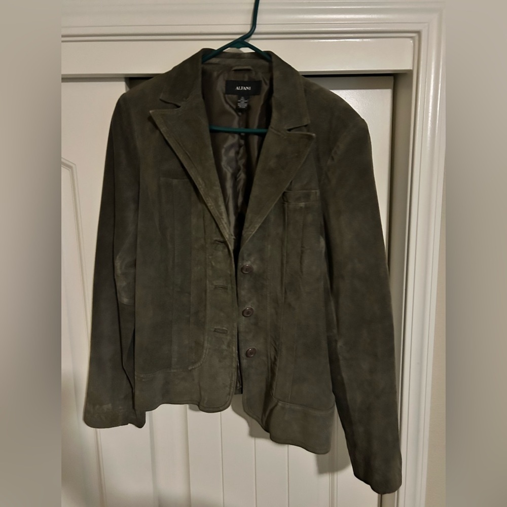 Alfani Dark Olive Suede Blazer
